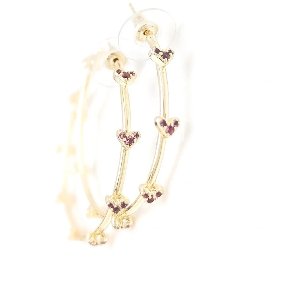 Kendra Scott Haven Heart Hoop Earrings in Pink Crystal - Picture 2 of 6